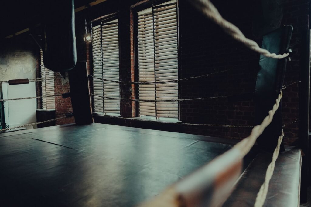 Empty ring under moody atmospheric lighting